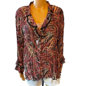 Y2K Dressbarn Crinkle Lace Sequins Tassel Fairy Grunge Whimsigoth Hippie Boho 1X
